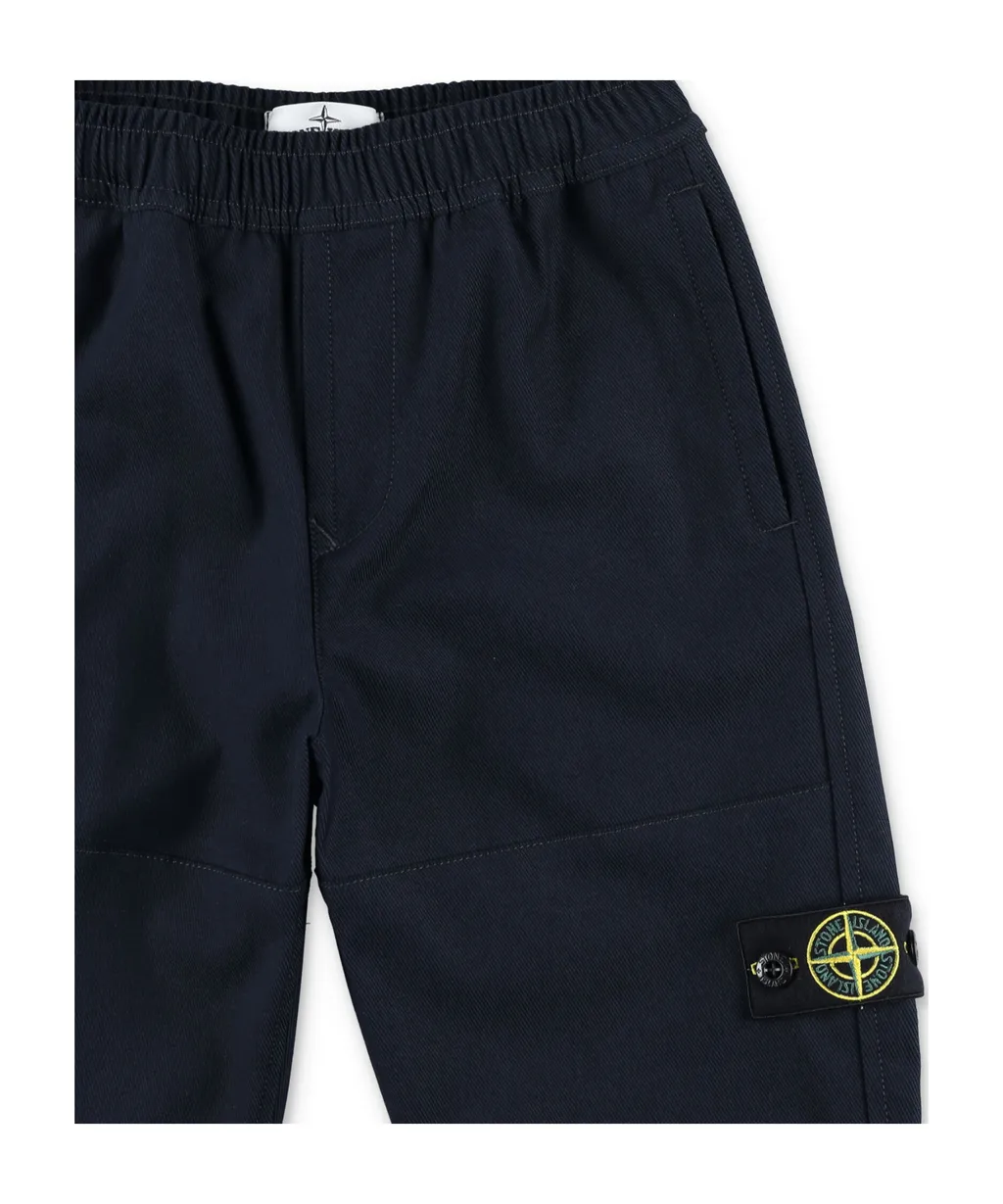 Stone Island Junior Logo Patch Tapered-Leg Trousers