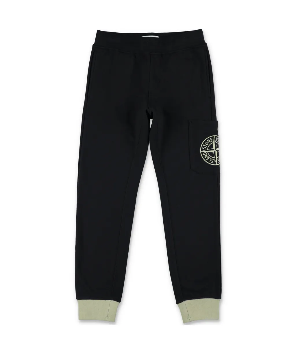 Stone Island Junior Logo Embroidered Tapered-Leg Trousers