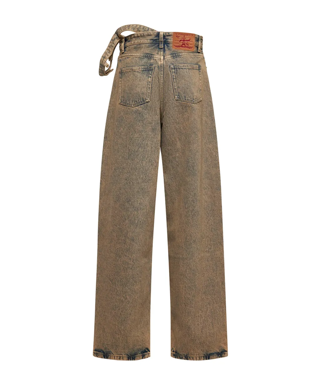 Y/Project Logo Patch Double Waist Jeans