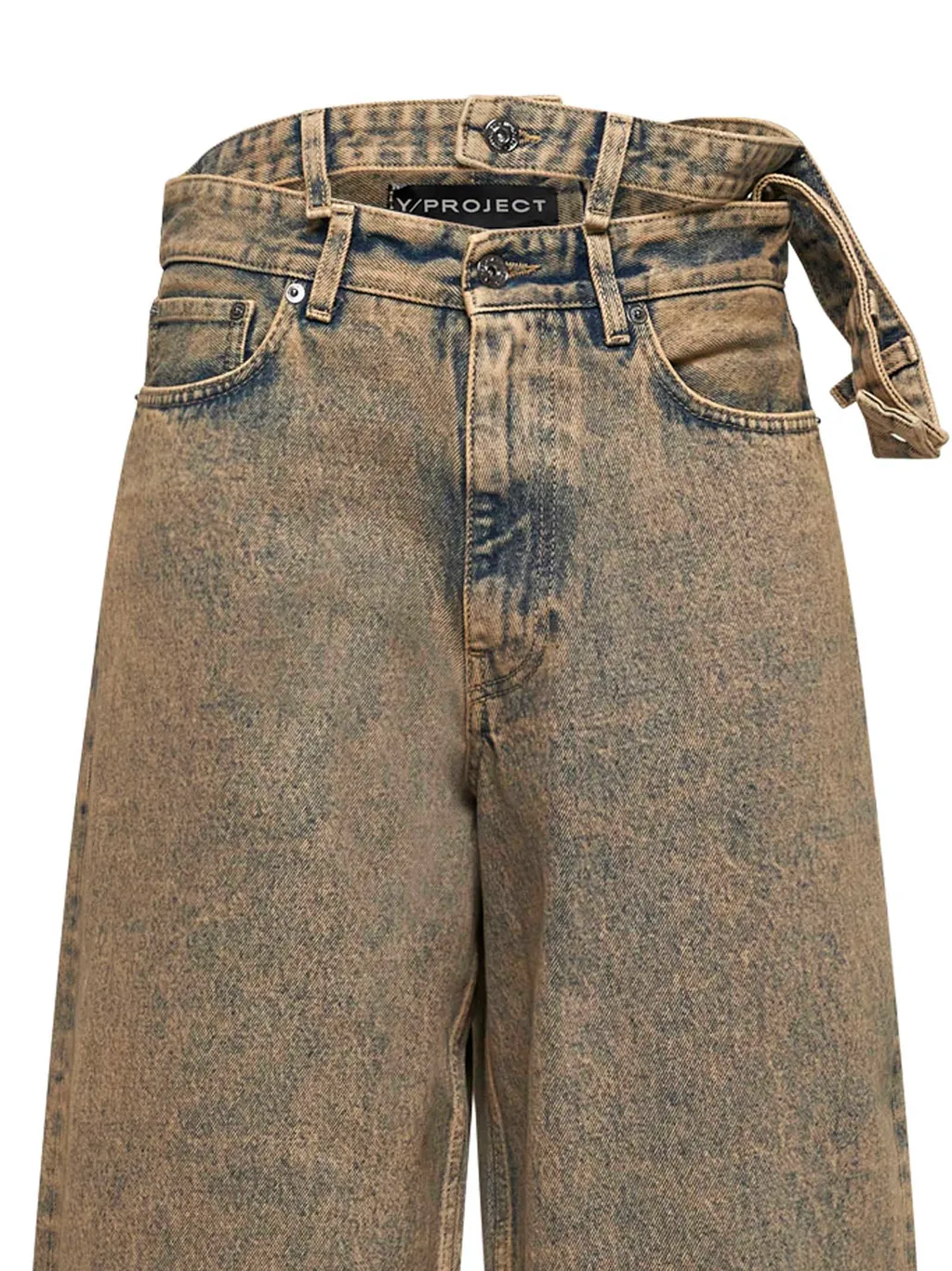 Y/Project Logo Patch Double Waist Jeans