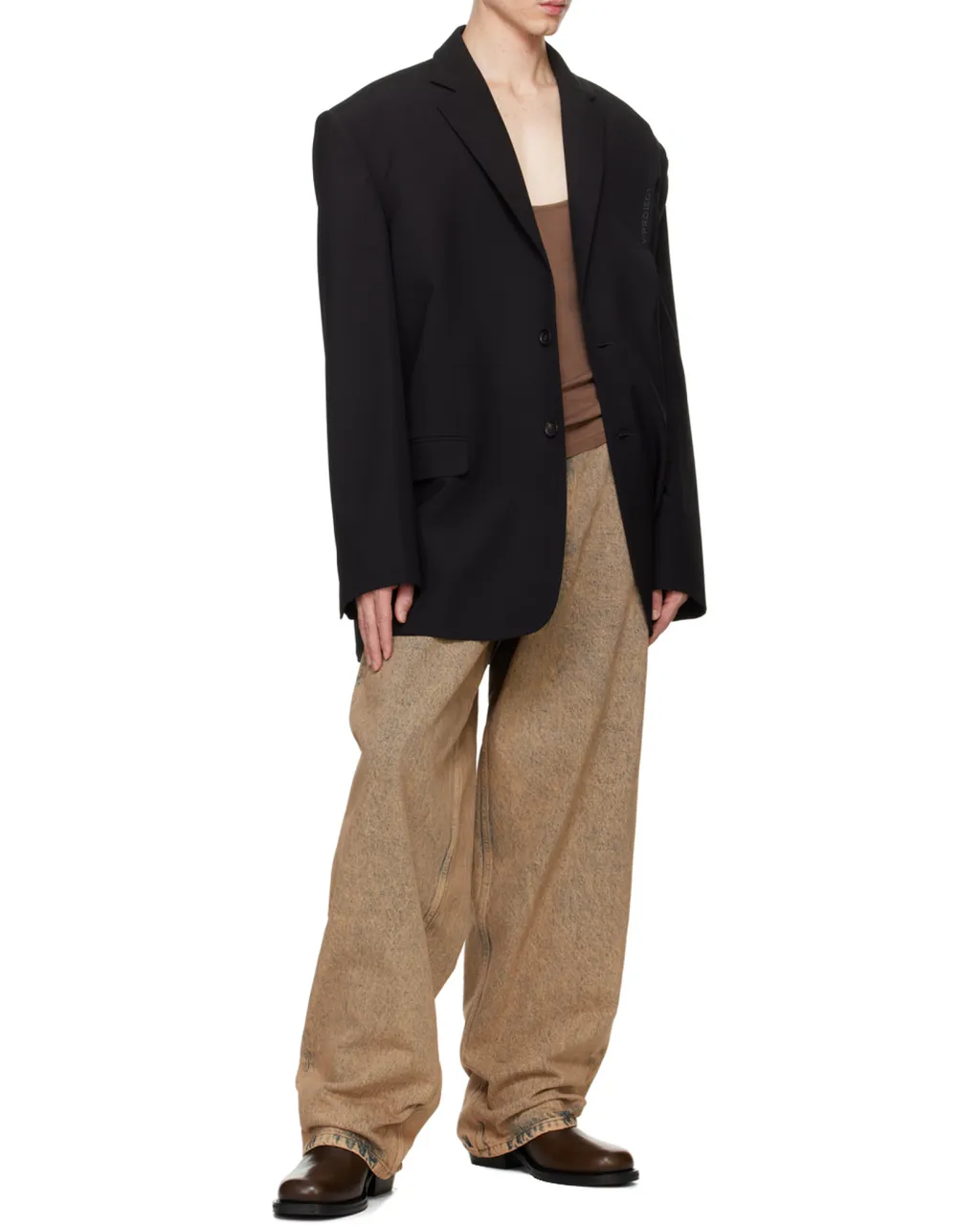 Y/Project Logo Patch Double Waist Jeans