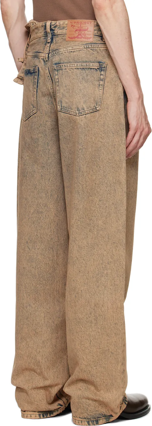 Y/Project Logo Patch Double Waist Jeans