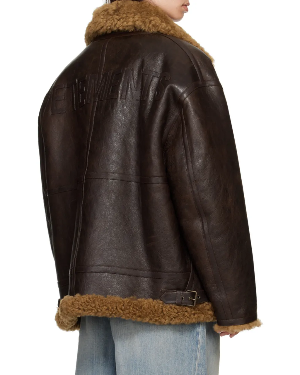 Lapel Long-Sleeved Leather Jacket