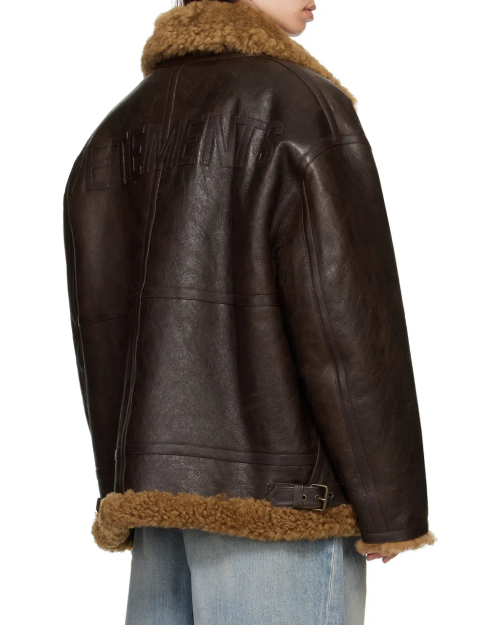 Lapel Long-Sleeved Leather Jacket