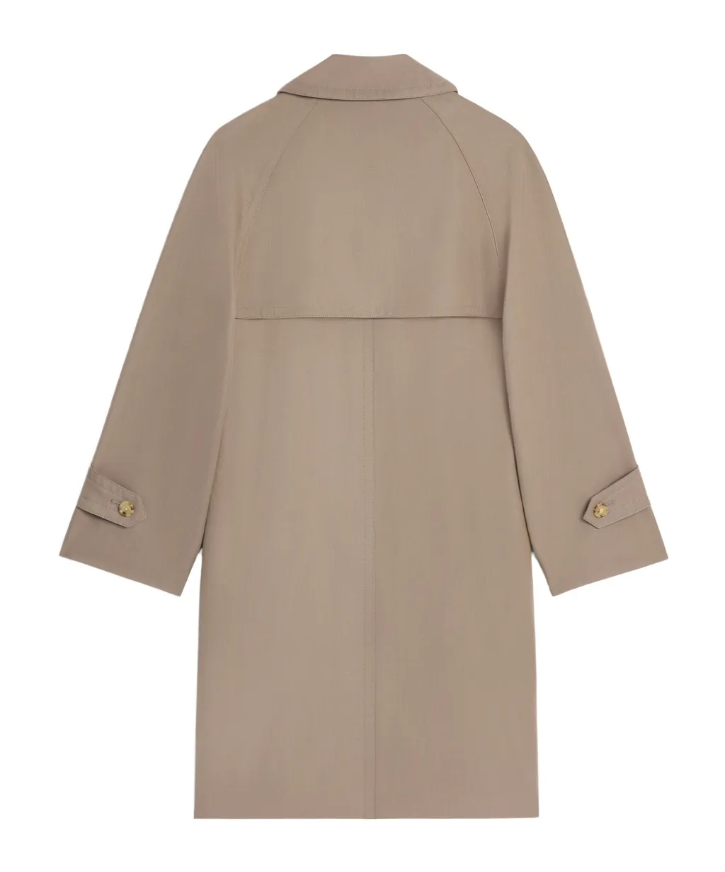 Trench Coat In Wool Gabardine And Cotton