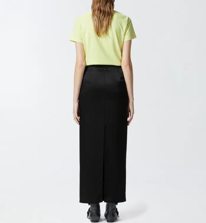 Pinko Rear Slit Long Satin Skirt