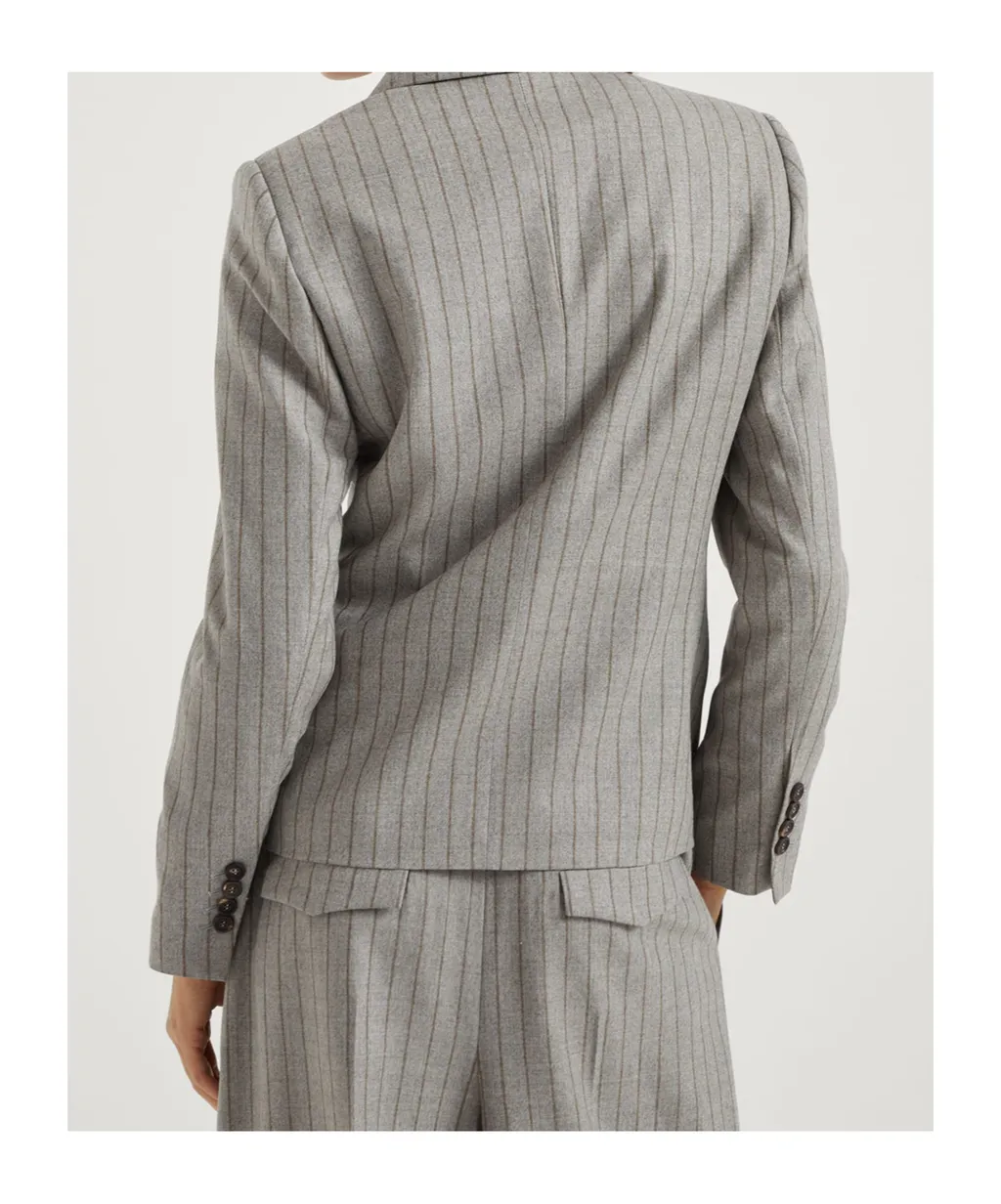 Brunello Cucinelli Double Breasted Pinstriped Jacket