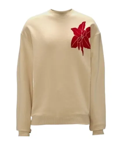 Floral-Motif Crew-Neck Sweatshirt