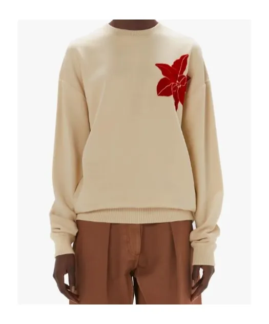 Floral-Motif Crew-Neck Sweatshirt