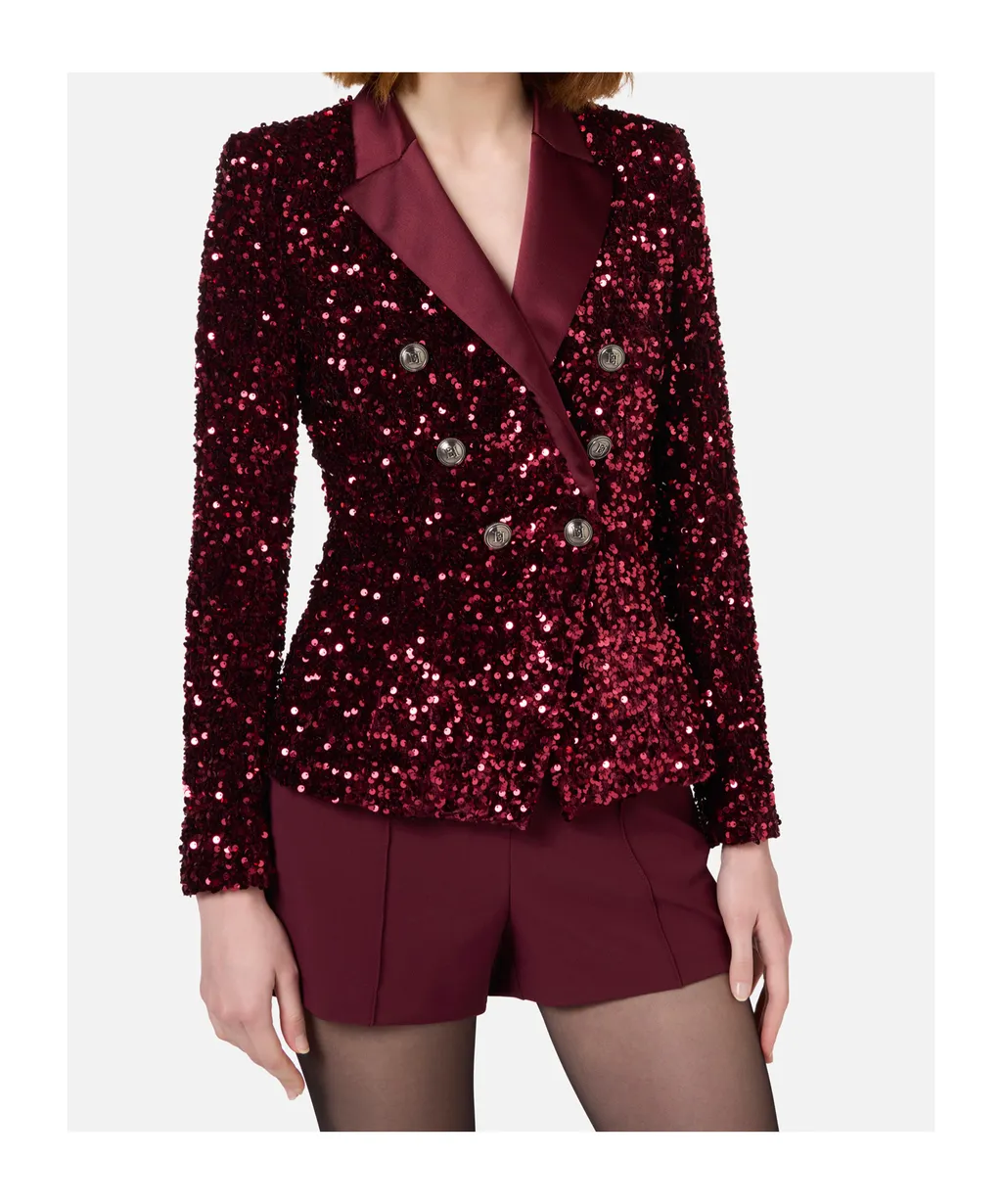 Elisabetta Franchi Double Breasted Sequin Embellished Blazer