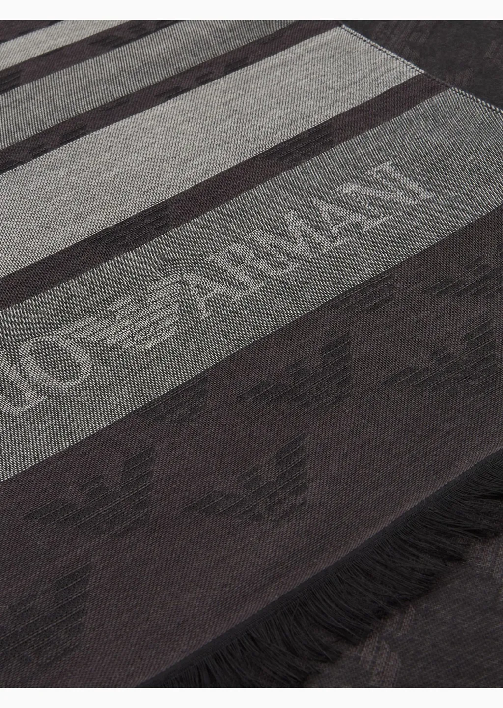 Emporio Armani Logo Jacquard Striped Frayed Scarf