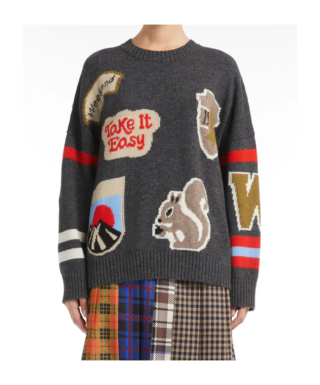 Weekend Max Mara Logo Intarsia Crewneck Jumper
