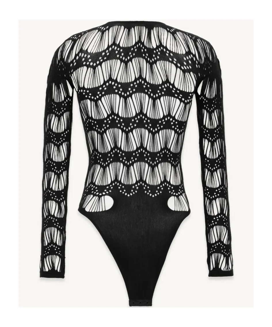 Saint Laurent Ladder-Knit Crewneck Bodysuit