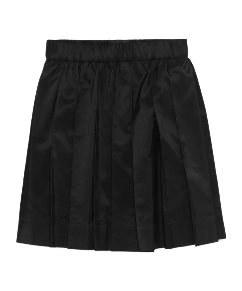 Elasticated-Waist Pleated Mini Skirt