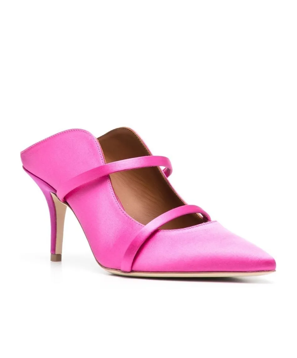 Satin Finish Pointed Toe Mules