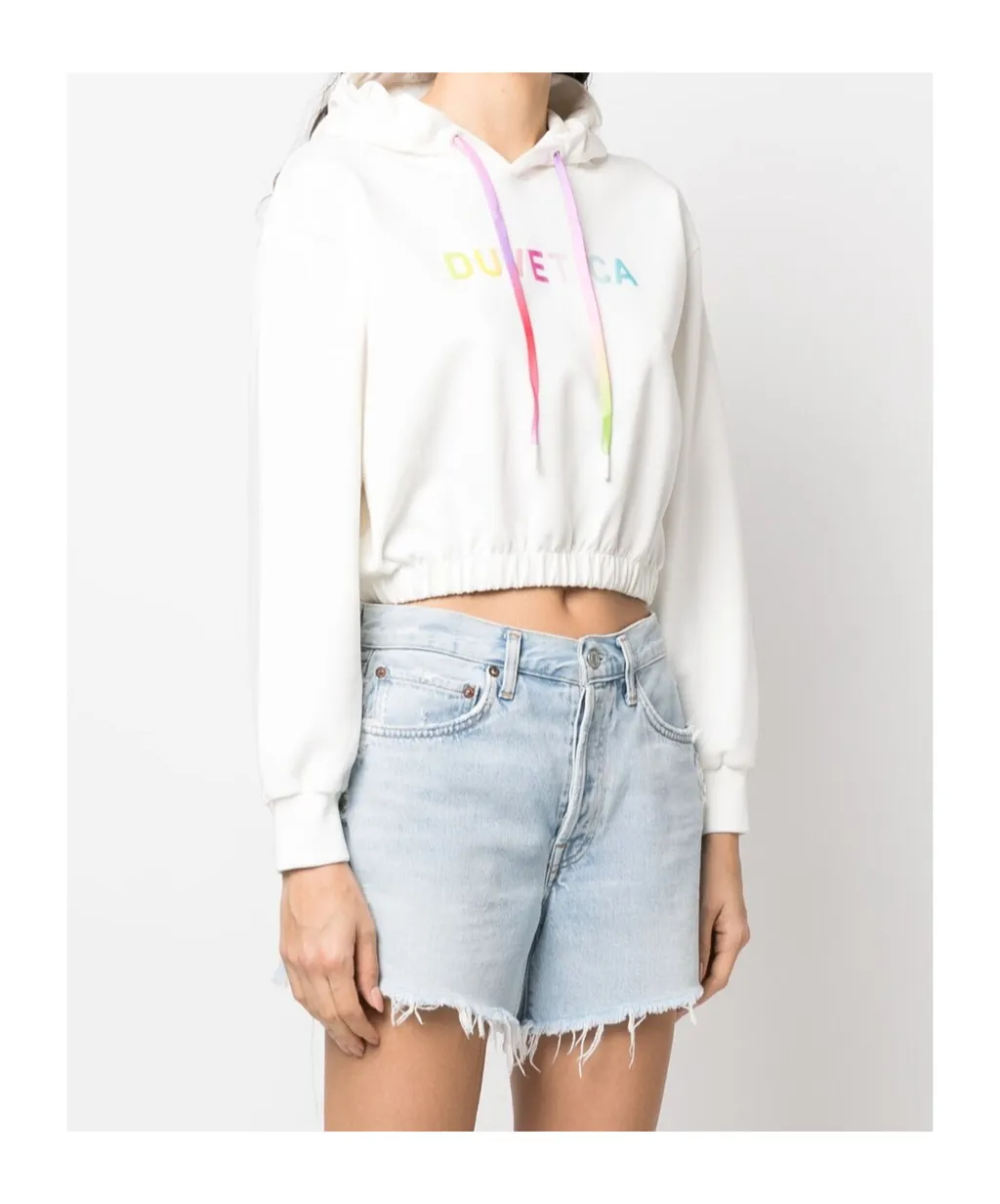 Logo-Print Cropped Hoodie