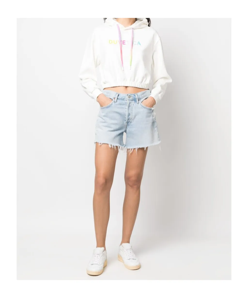 Logo-Print Cropped Hoodie
