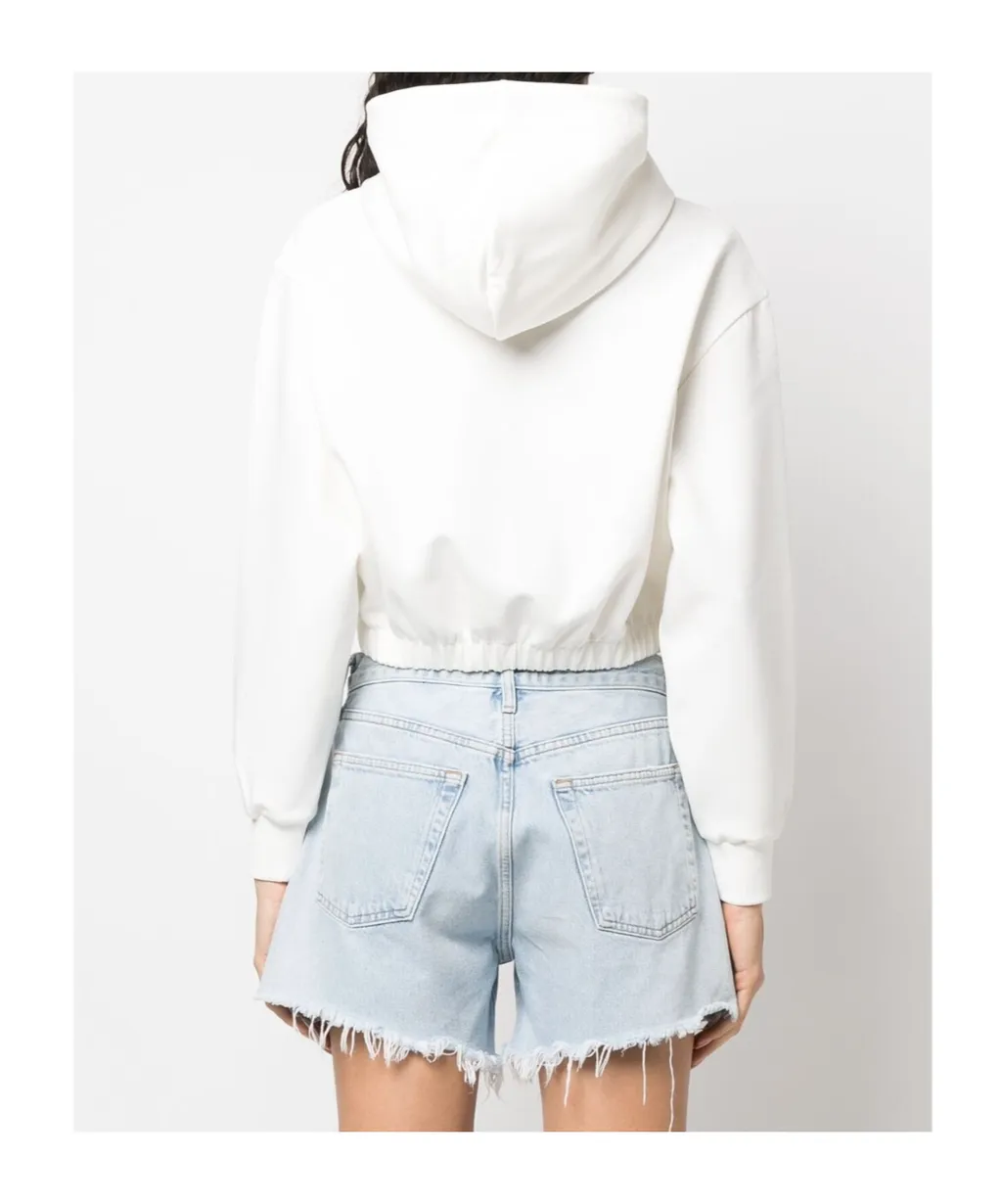Logo-Print Cropped Hoodie