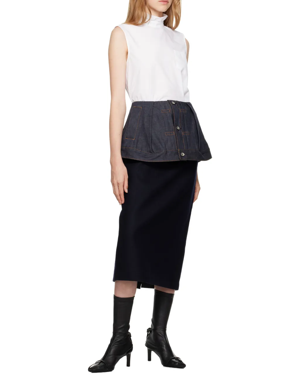 Sacai Ruffled Neck Sleeveless Blouse