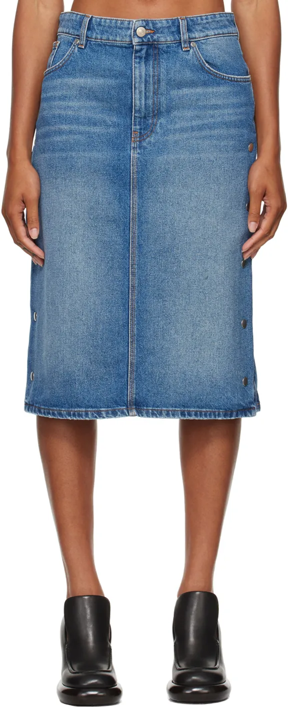 Stella Mccartney Studded Midi Denim Skirt