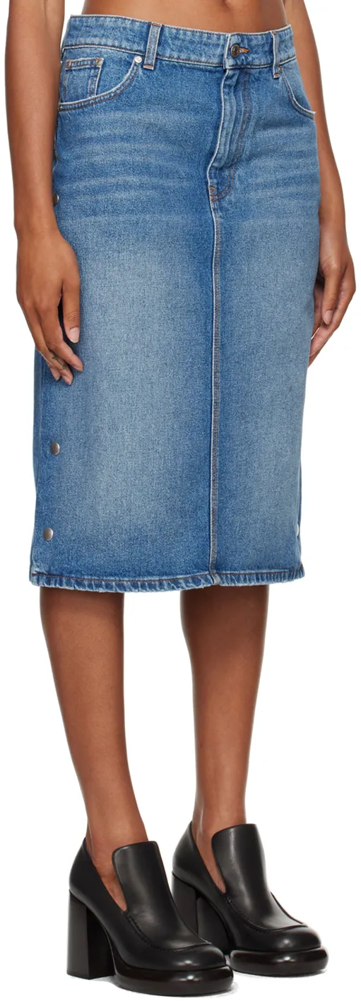 Stella Mccartney Studded Midi Denim Skirt