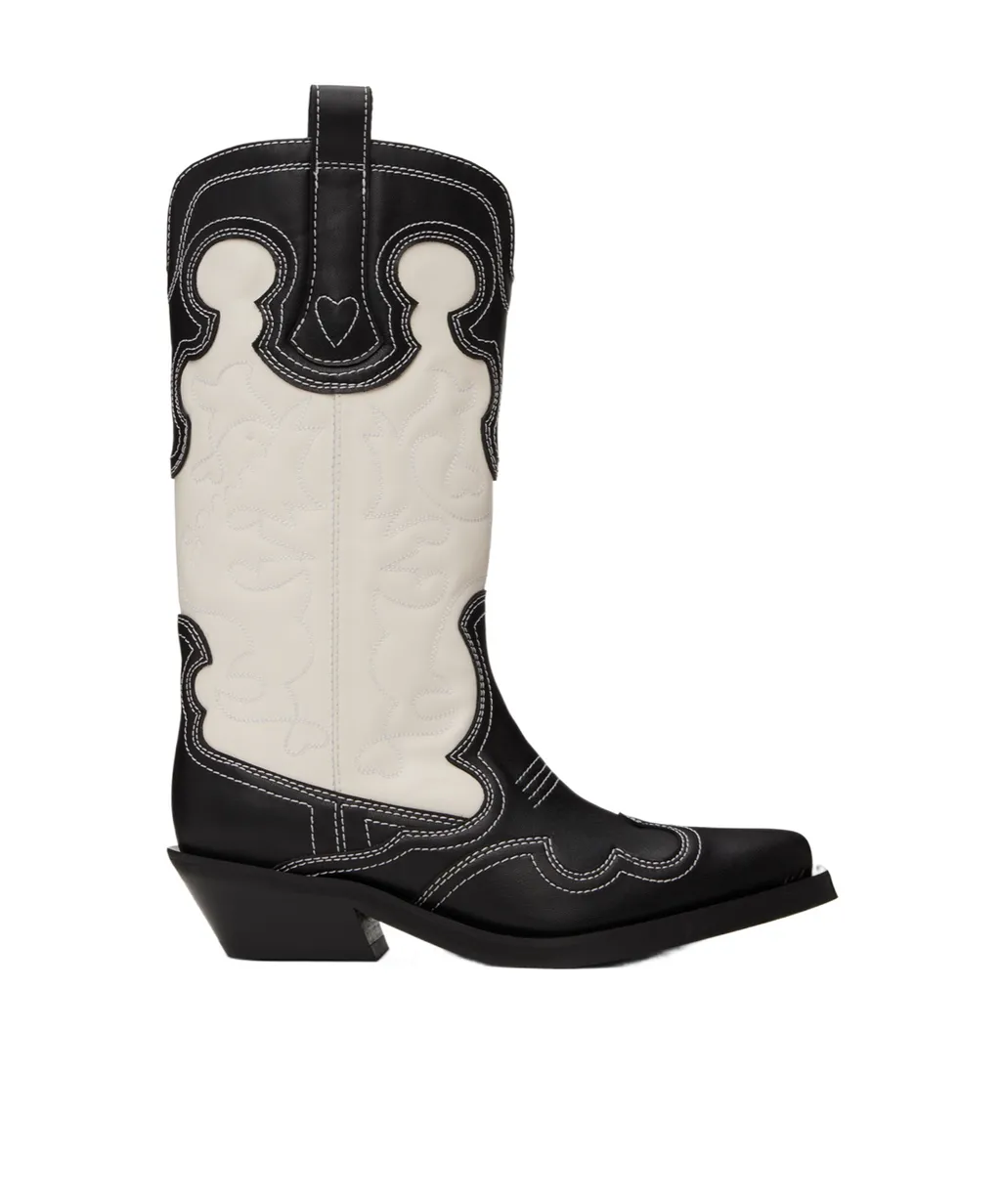 Mid Shaft Embroided Western Embroidered Short Boots