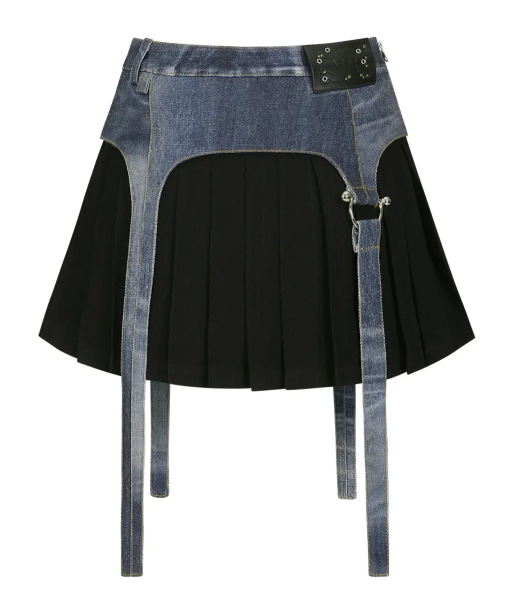 Trompe L'oeil Pleated Mini Skirt