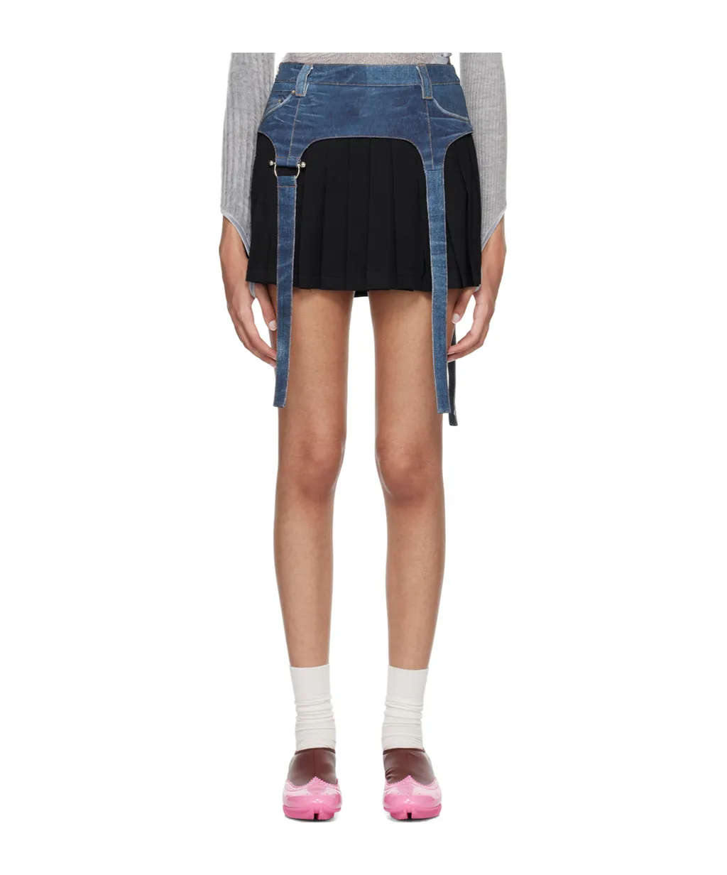 Trompe L'oeil Pleated Mini Skirt