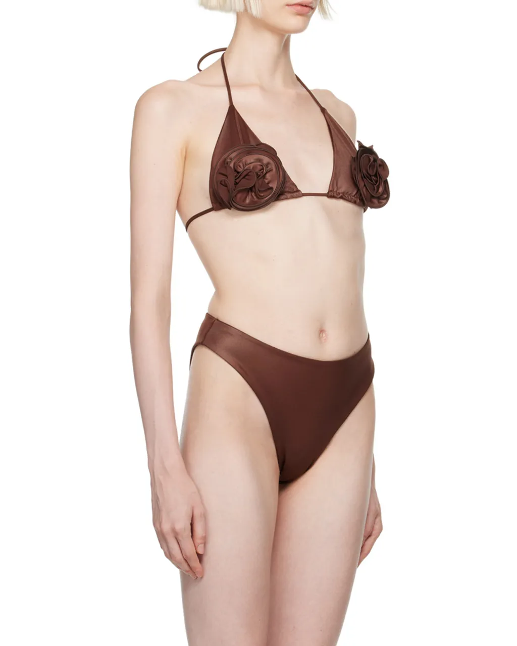 Rose-Embellished Triangle Bikini Top
