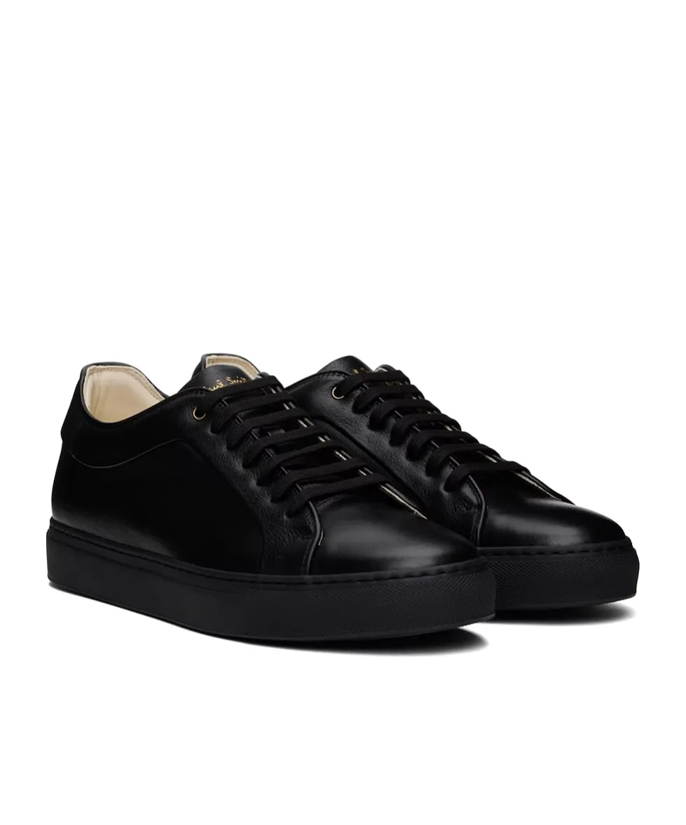 Black Leather Trainers Basso