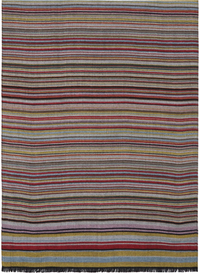 Signature Stripe Wool And Silk Scarf