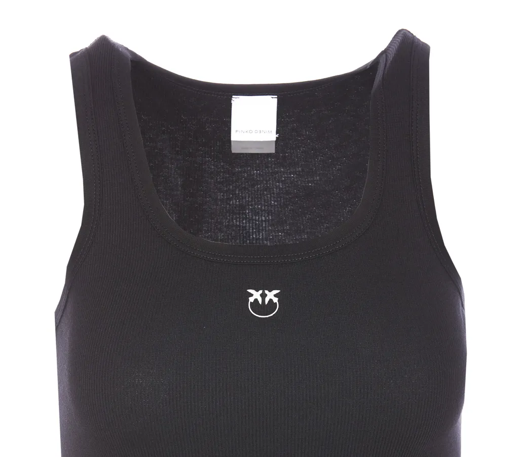 Pinko Logo Detailed Ribbed Tank Top