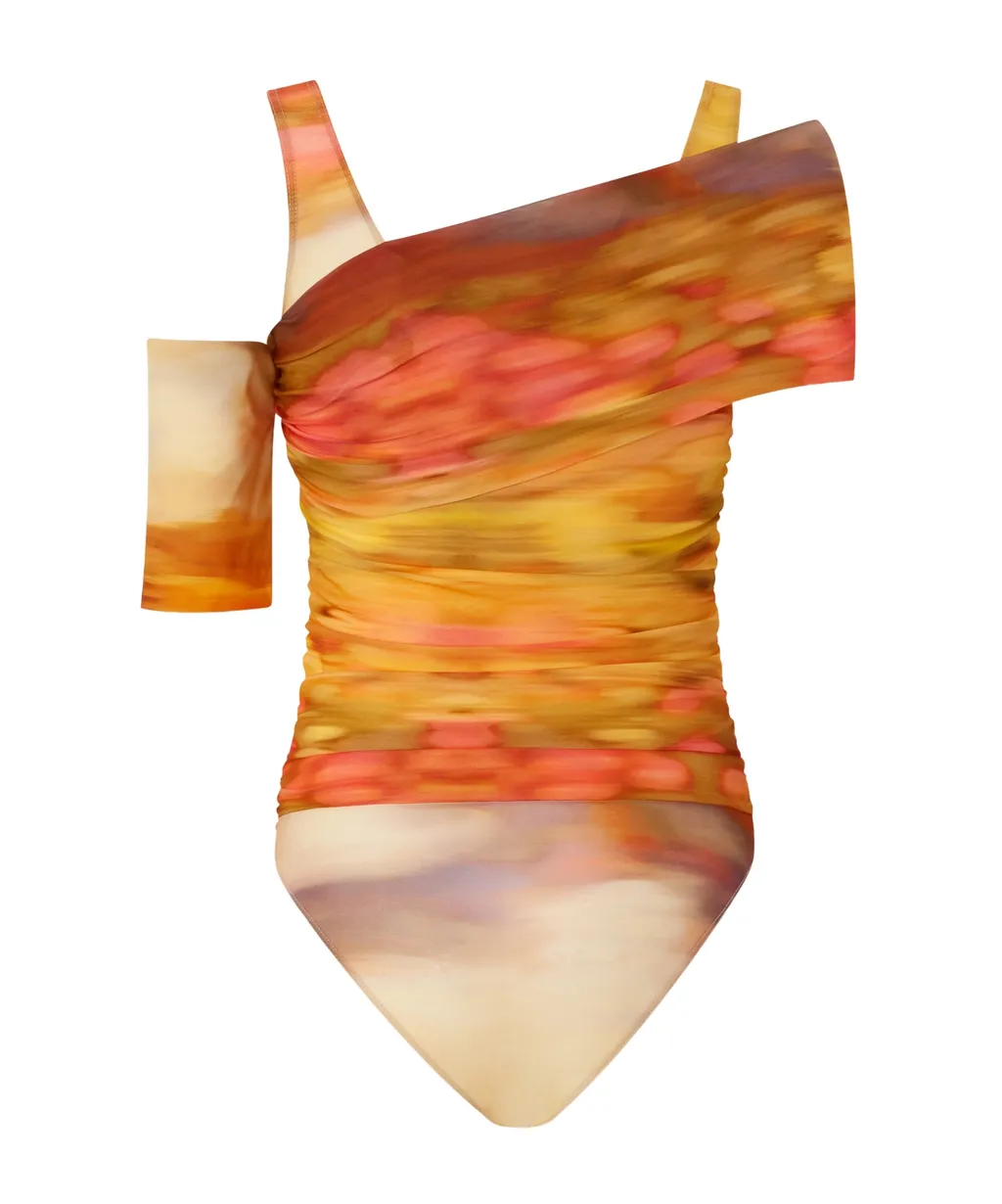 Abstract-Print Bodysuit