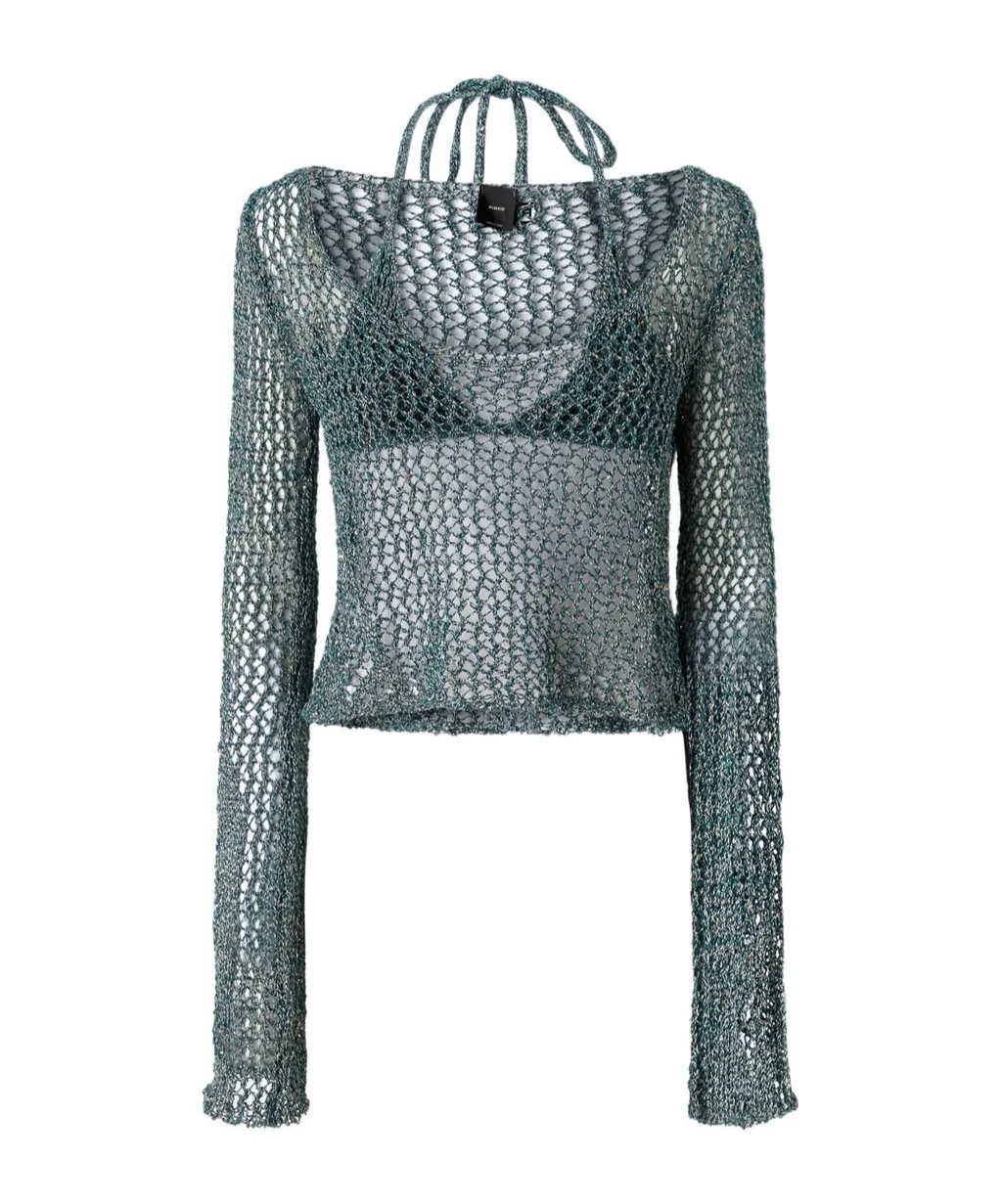 Pinko Halterneck Triangle-Cup Knitted Top