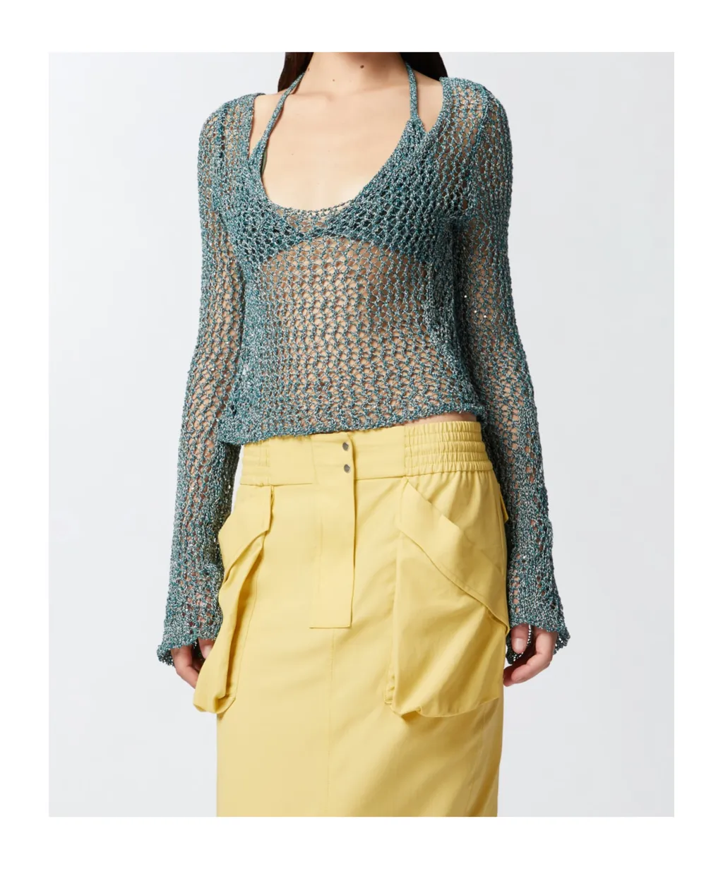 Pinko Halterneck Triangle-Cup Knitted Top