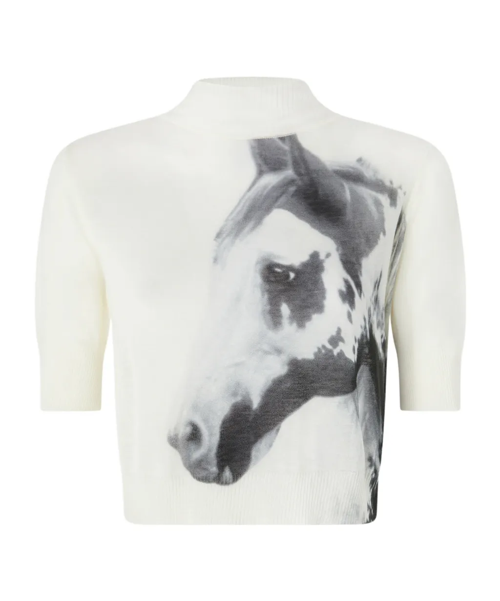 Horse-Print Knit Top