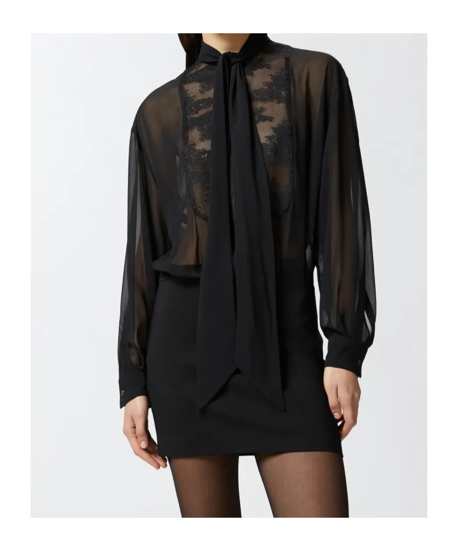 Pinko Lace Sheer Shirt Mini Dress