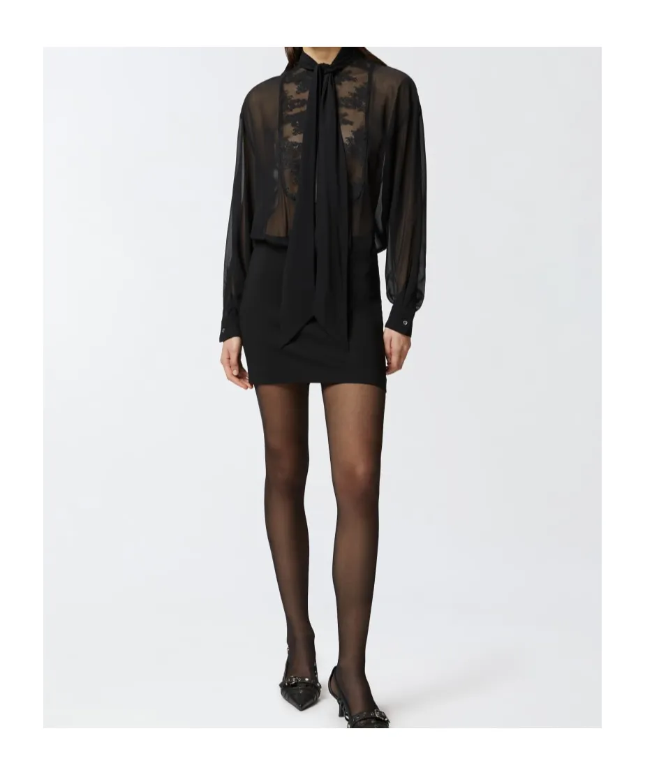 Pinko Lace Sheer Shirt Mini Dress