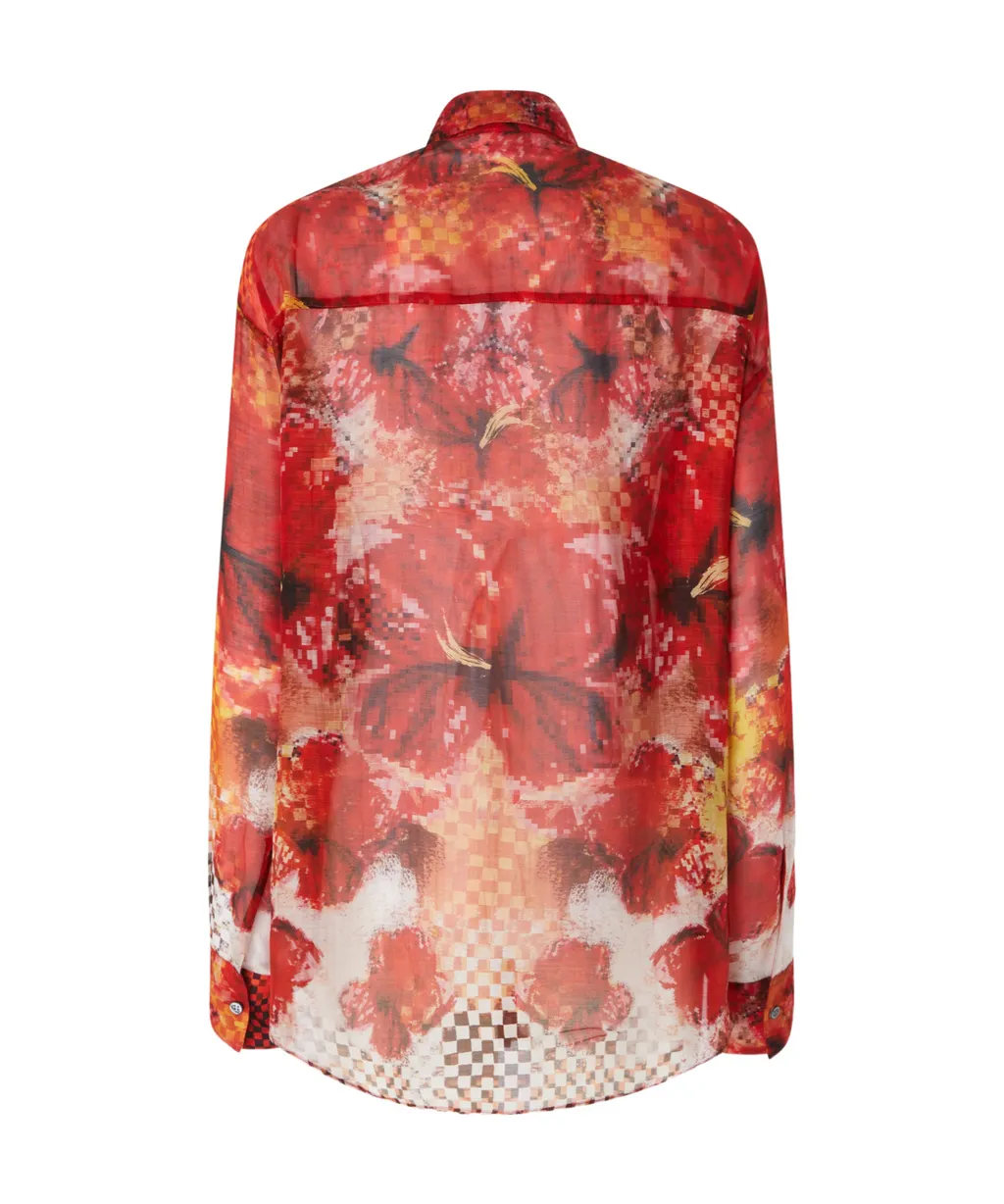 Pinko Checkered Flower Print Shirt