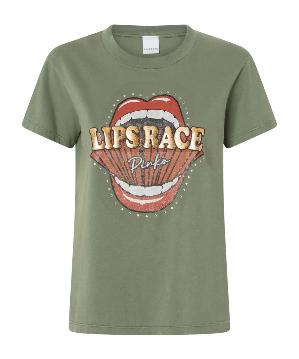 Pinko Lips Race Mouth Print T-Shirt