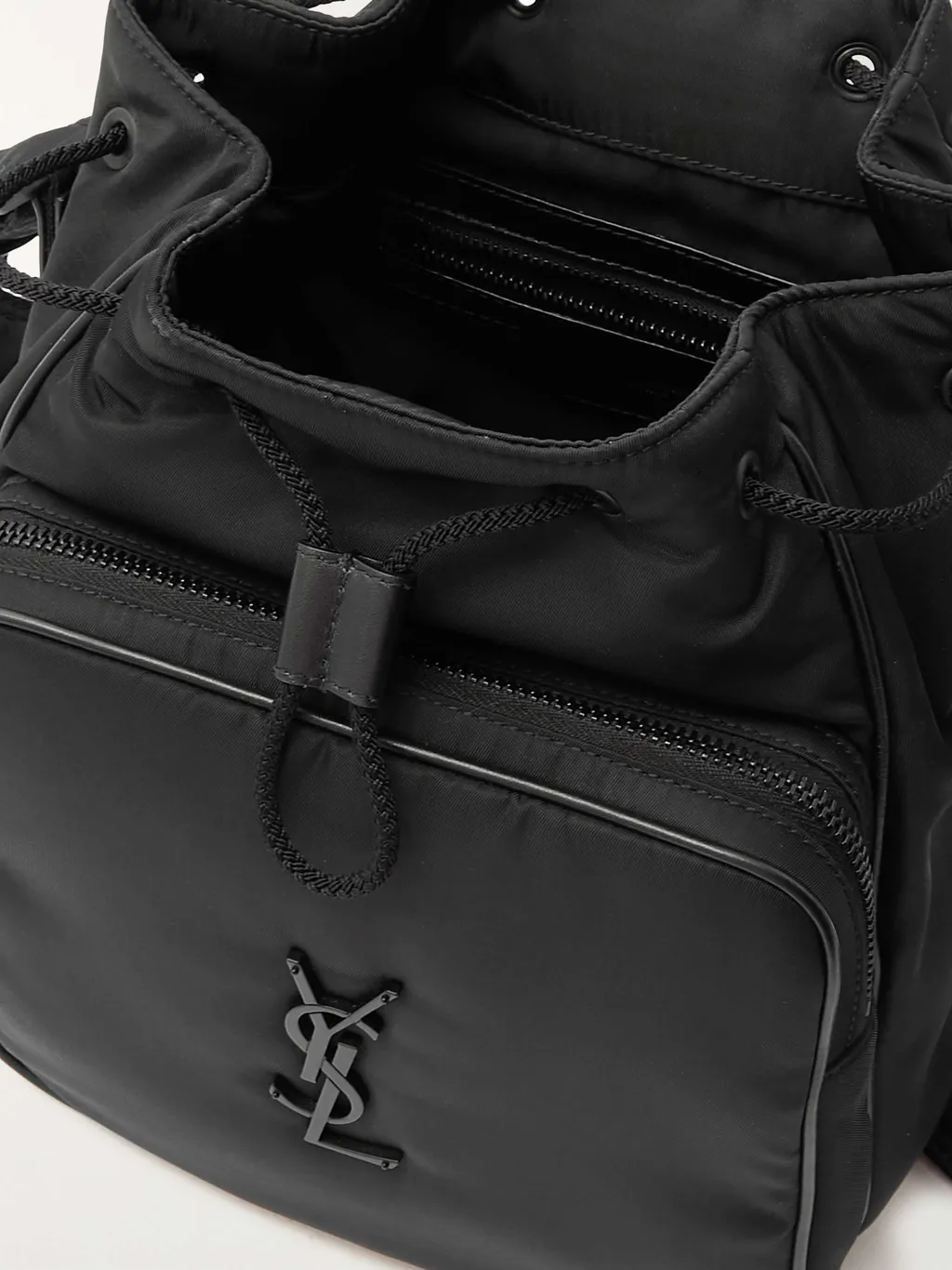 Saint Laurent Logo Plaque Drawstring Shoulder Bag