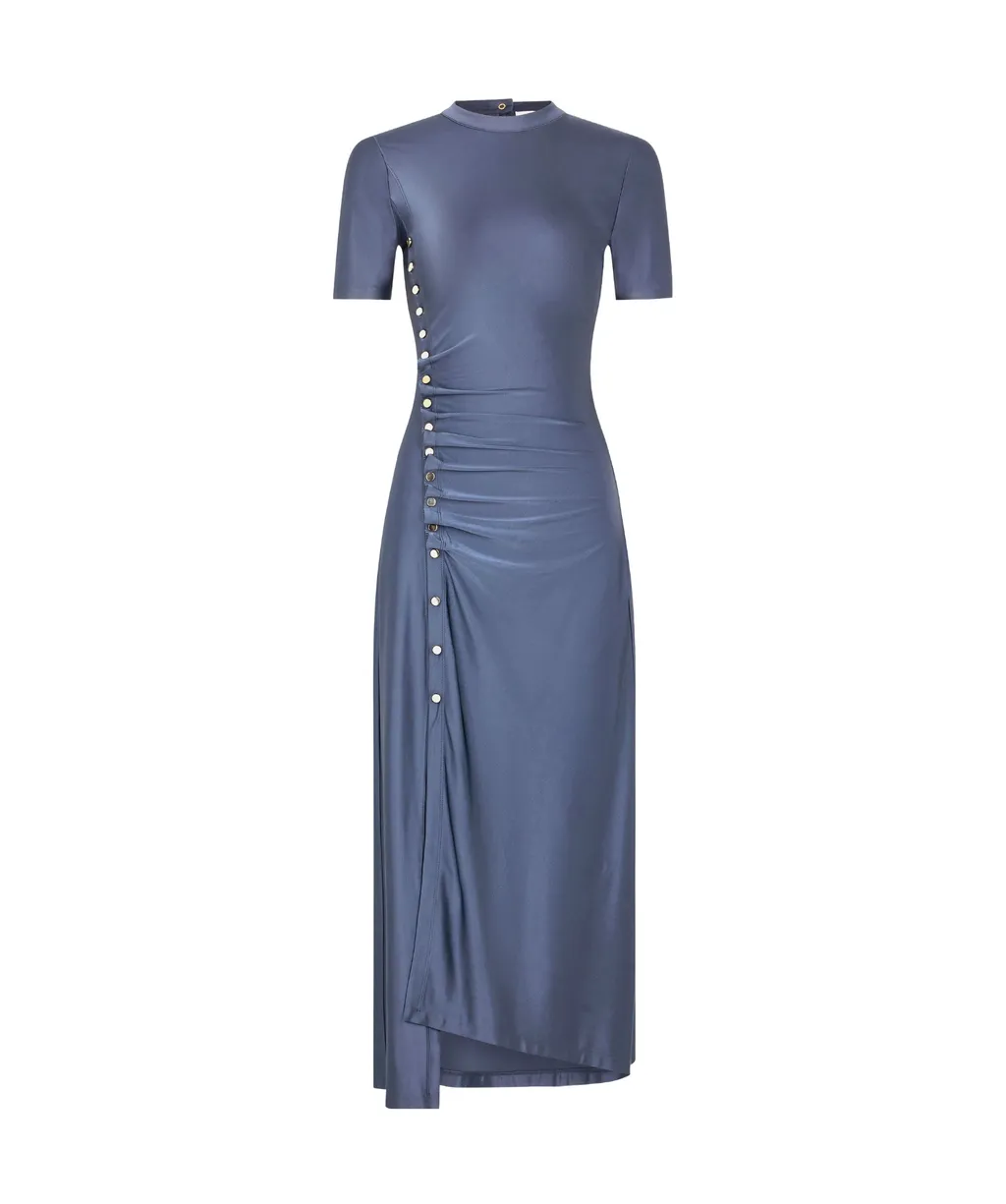 Paco Rabanne Gathered Jersey Midi Dress