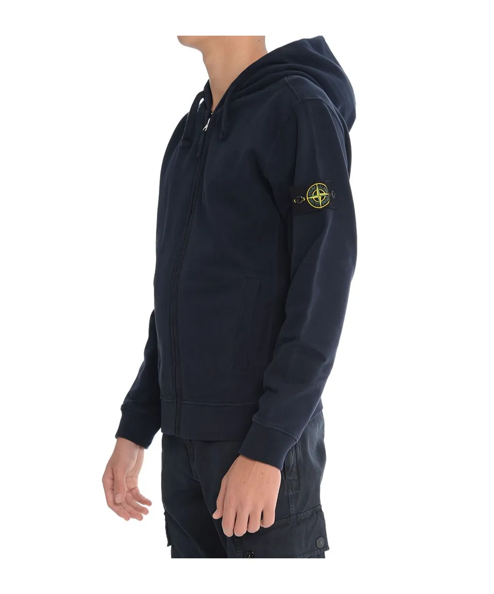 Stone Island Logo Patch Zip-Up Hoodie