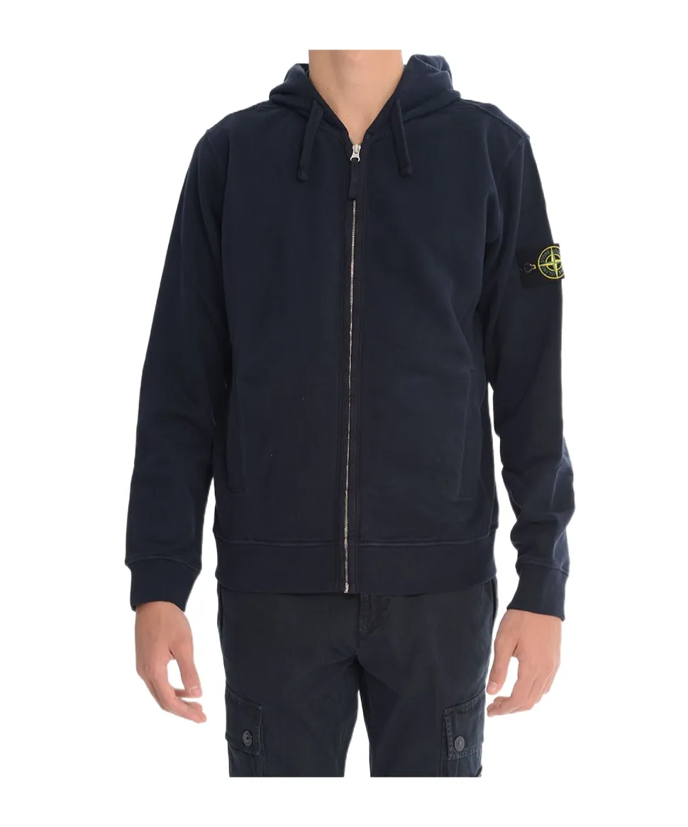 Stone Island Logo Patch Zip-Up Hoodie