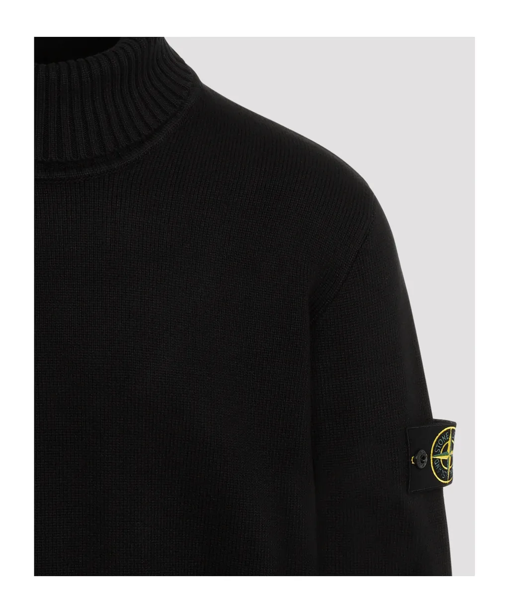 Stone Island Logo Patch Roll Neck Jumper
