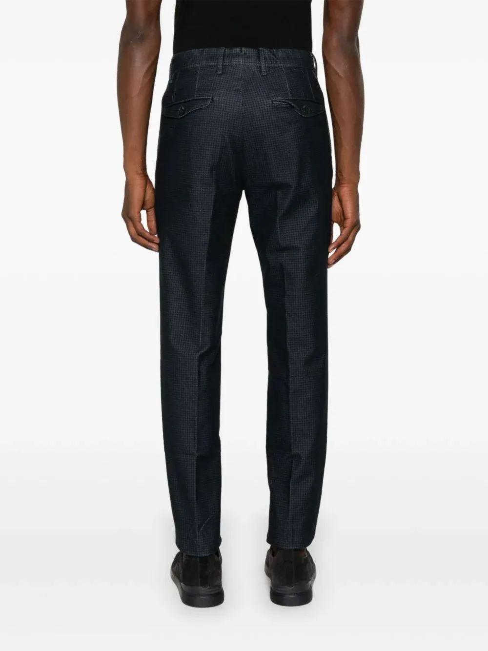 Herringbone-Pattern Tapered Trousers