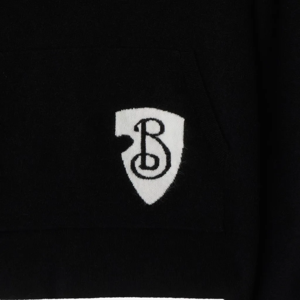 Burberry B Shield Logo Intarsia-Knit Drawstring Hoodie