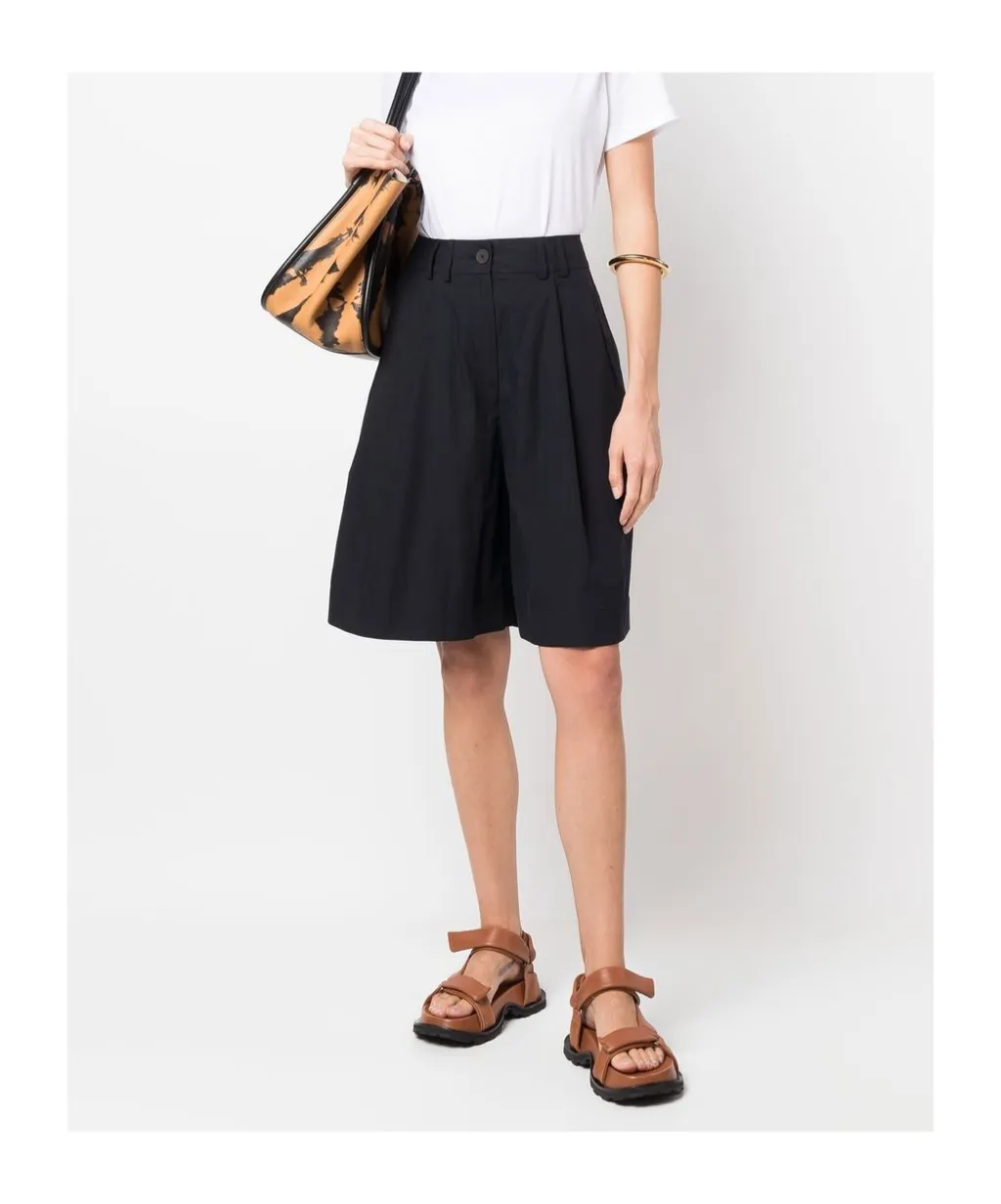 High-Waisted Cotton Shorts