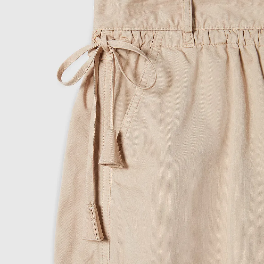 Cotton Twill Pants With Tie Sides