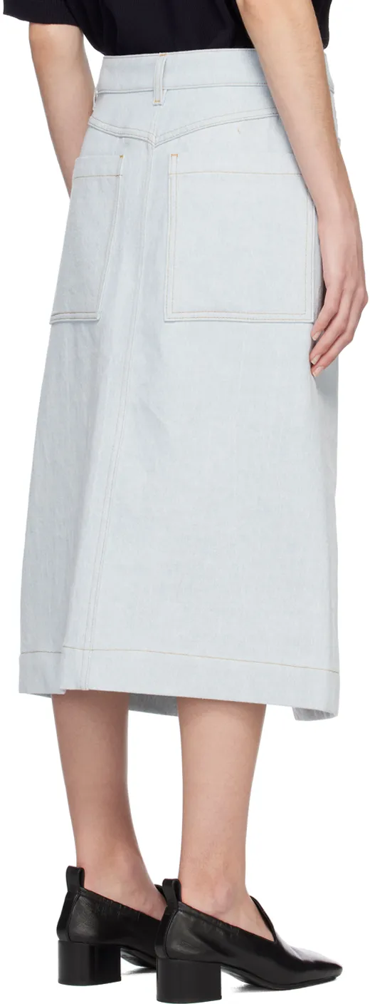Slit-Detail Denim Midi Skirt